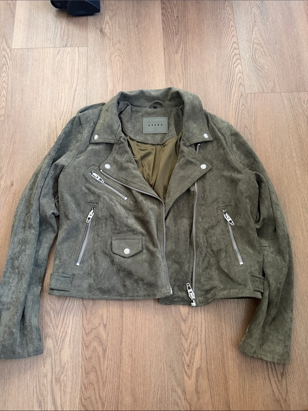 Blank NYC Olive Suede Moto Jacket